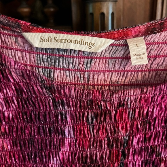 Soft Surroundings beautiful floral Maxi dress smocked top, LS, truly striking. - Picture 2 of 4